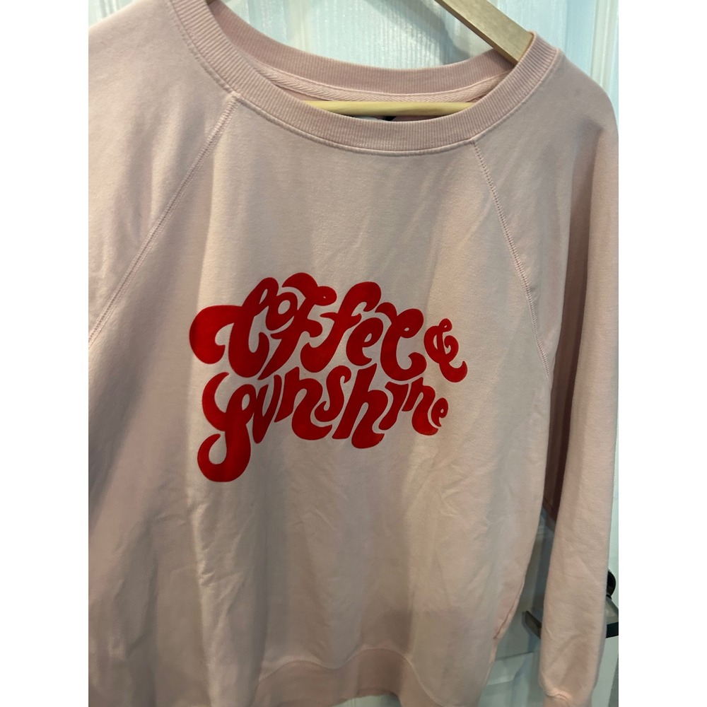 Wildfox Sweatshirt Pink Coffee & Sunshine Graphic‎ Raglan Pullover S
